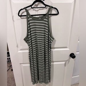 Striped Olive Green Tank Dress